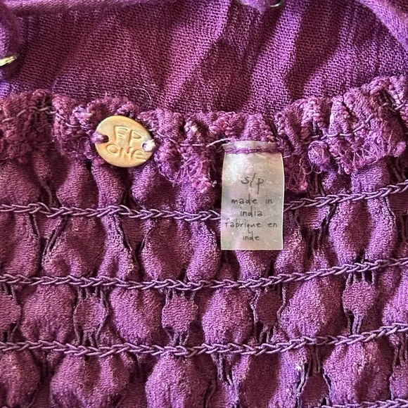 Free People FP One Purple Crochet Lace Maxi Dress Boho Festival Small - Picture 6 of 10